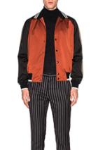 Lanvin Colorblock Satin Baseball Jacket In Orange,black