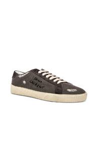 Saint Laurent Embroidered Sneakers In Black,gray