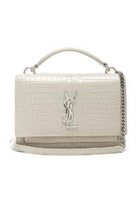 Saint Laurent Sunset Monogramme Crossbody Bag In Metallic,white