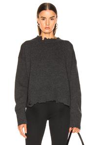 Helmut Lang Distressed Crew Sweater In Gray