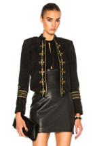 Saint Laurent Suede Officer Jacket In Black