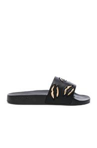 Givenchy Rubber Lip Embroidered Slides In Black