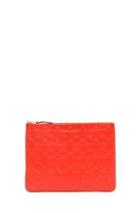 Comme Des Garcons Clover Embossed Pouch In Orange,geometric Print,neon