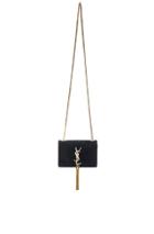 Saint Laurent Small Monogramme Suede Chain Tassel Bag In Black
