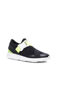 Christopher Kane Low Top Neoprene Sneakers In Black,neon