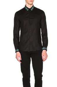 Versace Embroidered Collar Trend Shirt In Black