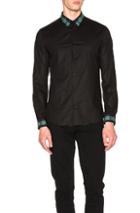 Versace Embroidered Collar Trend Shirt In Black