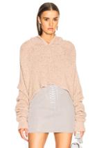 Unravel Mesh Cropped Knit Hoodie In Pink