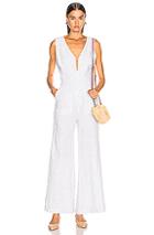 Enza Costa Front Zip V Neck Jumpsuit In White