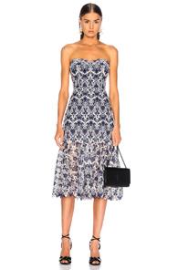 Jonathan Simkhai Lace Bustier Midi Dress In Blue,floral,white