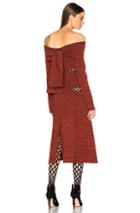 Proenza Schouler Slashed Off Shoulder Dress In Brown,red