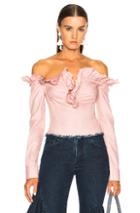 Marques ' Almeida V Neck Ruffle Blouse In Pink