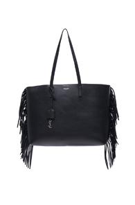 Saint Laurent Large Fringe Shopping Bag In Black