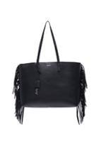 Saint Laurent Large Fringe Shopping Bag In Black