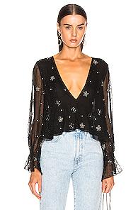 Amiri Beaded Deep V Shirt In Black,stars