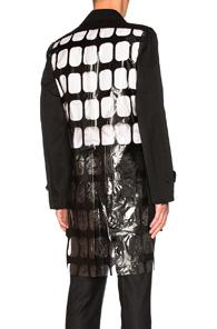 Comme Des Garcons Homme Plus Pvc Urethane Pigment Print & Wool Gabardine Coat In Black