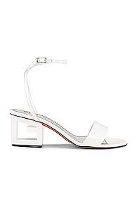 Givenchy Patent Leather Triangle Heel Strap Sandals In White