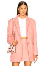 Tibi Luxe Mohair Coating Oversized Blazer In Pink