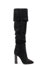 Saint Laurent Suede Meurice Tassel Slouchy Boots In Black