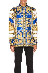 Versace Shirt In Abstract,blue,yellow