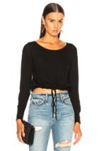 Enza Costa Long Sleeve Drawcord Scoop Top In Black