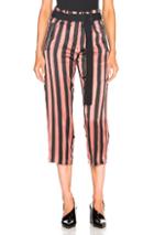 Ann Demeulemeester Belted Cropped Pants In Black,pink,stripes