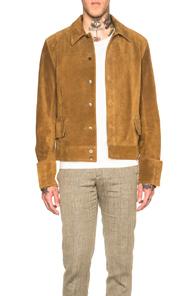 Maison Margiela Suede Zip Jacket In Brown