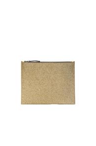 Maison Margiela Glitter & Calf Leather Pouch In Metallics