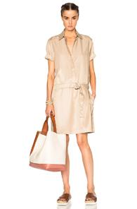 Kenzo Satin Cupro & Linen Blend Dress In Neutrals