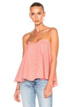Caroline Constas Coco Bustier Top In Checkered & Plaid,orange,red,white