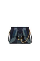 Chloe Medium Faye Grain Leather & Suede Shoulder Bag In Blue