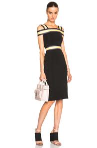 Christopher Kane Off The Shoulder Stripe Stretch Dress In Black