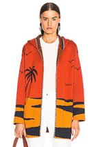 Alanui Palm Beach Hoodie Cardigan In Abstract,orange