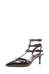 Valentino Noir Rockstud Patent Slingbacks T.65 In Black
