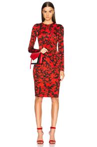 Givenchy Printed Midi Dress In Floral,red