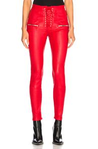 Unravel Leather Lace Up Seam Pants In Red