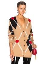 Msgm Argyle Cardigan In Abstract,neutrals