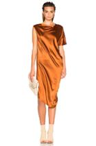 Ann Demeulemeester Drape Dress In Brown,metallics