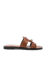 Balenciaga Leather Mule Sandals In Brown