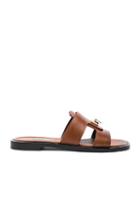 Balenciaga Leather Mule Sandals In Brown