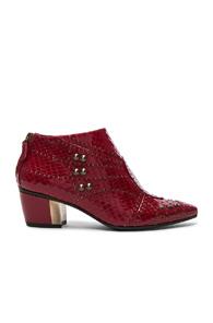 Rodarte Embossed Studded Leather Booties In Animal Print,red