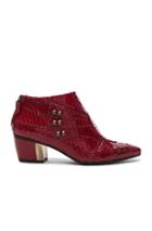 Rodarte Embossed Studded Leather Booties In Animal Print,red