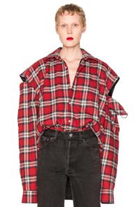 Vetements Flannel Shirt In Red,checkered & Plaid