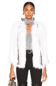 Yves Salomon Knitted Fox Jacket In Gray,white
