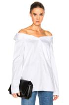 Tibi Notched Off Shoulder Shirt In White