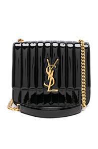 Saint Laurent Large Patent Monogramme Vicky Chain Bag In Black