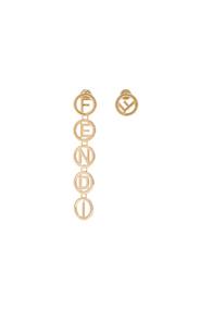 Fendi Logo Drop Earrings In Metallics