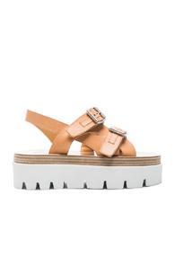 Mm6 Maison Margiela Platform Buckled Leather Sandals In Brown