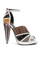 Rodarte Embossed Metallic Leather Strap Heels In White,animal Print,brown