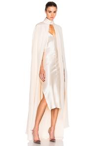 Juan Carlos Obando Avalon Crepe Floor Length Cape In Neutrals